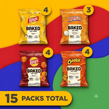 Frito-Lay Baked Mix Chips Variety Pack 15 Count – Low Fat Baked Snacks, Assorted Flavors (Cheetos, Lay’s, Ruffles), Healthy Crunchy Chips, Lunchbox & On-the-Go Snack Pack
