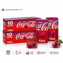 [2 Packs]Coca-Cola Cherry Soda Pop Fridge Pack Mini Cans, 7.5 fl oz, 10 Pack