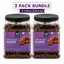 2-Pack Milk Chocolate Covered Raisins, 54 oz Each, Sweet & Chewy Chocolate Snack, Resealable Containers for Sharing, Parties & Office