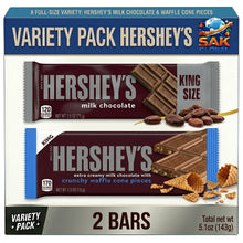 HERSHEY'S Variety Pack, Milk Chocolate & Extra Creamy Milk Chocolate with Crunchy Waffle Cone Pieces King Size Bars