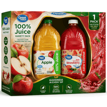 Great Value 100% Juice Variety Pack – Apple & White Cranberry Strawberry Juice Cocktail