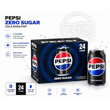 Pepsi Zero Sugar Cola Soda Pop, 12 fl oz, 24 Count
