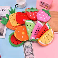 1pc Cute Fruit-Shaped Plush Coin Purse - Soft Fabric Watermelon Orange Apple Strawberry Pineapple Design with Embroidered Details, Multi-Use Storage for Lipstick, Earphones, Cables - Women's Fashion Accessories, Small Item Organizer