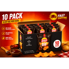 Lay's Barbecue Potato Chips Snack Pack, 10 x 0.97 oz Bags, Bold Smoky Barbecue Flavor, Single-Serve Crispy Chips, Perfect for Home, Work, School & Party Snacks