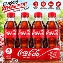4 Count Classic Cola Soda Soft Drink, Refreshing Carbonated Beverage, 12 Fl Oz Bottles, 4 Count – Packaging May Vary