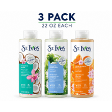 St. Ives Body Wash 3 Pack Mix, 22 oz Each – Sea Salt & Pacific Kelp, Citrus & Cherry Blossom, Orchid & Coconut Water