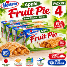 [Pack of 4] HOSTESS Apple Fruit Pie Single Serve 4.25 oz Snacks