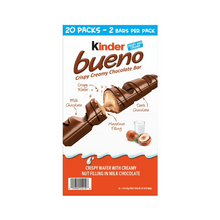 Kinder Bueno Milk Chocolate & Hazelnut Bars – 1.5 oz (20-Pack Individually Wrapped)