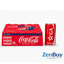 Coca-Cola Mini Soda Cans, 7.5 fl oz, 15 Pack – Original Taste Soft Drink, Refreshing Carbonated Beverage
