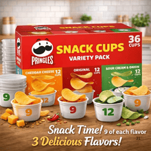 Pringles Snack Cups 3 Flavor Variety Pack Potato Crisps Chips, 36 Count Multipack, Assorted Flavored Mini Canisters, Crunchy Stacked Potato Chips, Ready-to-Eat Individual Snack Cups, Convenient On-the-Go Snacks for Travel, Work, School Lunchboxes