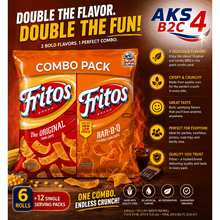 Fritos Corn Chips Variety Pack – Original & BBQ Flavor Crunchy Corn Snacks, Party Snack