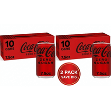 Coca-Cola Zero Sugar Soda Mini Cans, 7.5 fl oz, 10 Pack (Pack of 2)