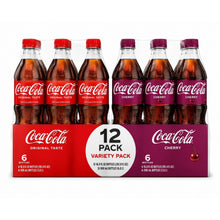 Coca-Cola Soda Variety Pack, 12 Bottles (6 Original + 6 Cherry), 16.9 fl oz Each