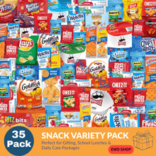 35 Count Bulk Snack Sampler Box – Ultimate Munchies Assortment for Kids, College Students, Office Breakroom & Road Trips – Chips, Candy & Crackers