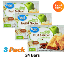 3 Pack of Fruit & Grain Cereal Bars Apple, Cinnamon, 10.4 oz, 8 Count per pack