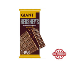 Hershey's Milk Chocolate with Almonds Giant Candy Bar, 7.37 oz (25 Pieces) – Rich Creamy Chocolate with Crunchy Whole Almonds, Individually Wrapped Pieces, Share Size Bulk Candy Bar, Perfect Snack, Dessert & Gift Treat
