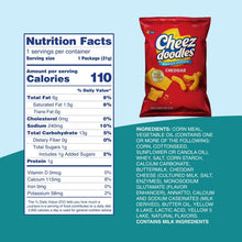Variety Pack Snacks, 50 pk. Includes your favorite varieties: Golden Original Potato Chips, Honey BBQ Potato Chips, Puffed Cheez Doodles, White Cheddar Popcorn and Ridgies Sour Cream and Onion