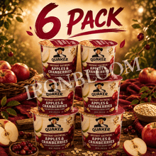 Apple Cranberry Oatmeal Cups, Apples & Cranberries Instant Cereal, Fruit Flavored Breakfast Oatmeal Collection, Single Serve Pantry Food Assortment, Quaker 6 Pack, Total Net Weight 10.74 oz, Total Count 6 Cups