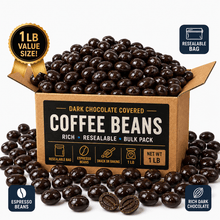 Dark Chocolate Covered Espresso Coffee Beans, 1 Lb Resealable Bag