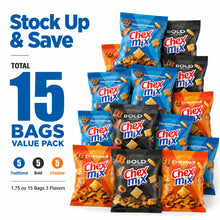 Chex Mix Variety Pack—featuring individually wrapped portions in multiple flavors—is the perfect choice to add some fun to any party. This snack mix includes Corn Chex, Wheat Chex, breadsticks, pretzels, rye chips
