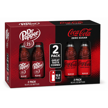 Dr Pepper Soda & Coca-Cola Zero Sugar Variety Combo, 16.9 fl. oz. Bottles, 2 pk. Each
