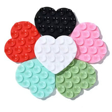 5pcs Random Color Heart-Shaped Suction Cup Holder, Silicone Suction Cup with Strong Adhesion, Phone Mounting Pad, Hands-Free Washable Suction Cup Stand