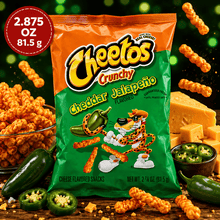 Crunchy Cheddar Jalapeno Flavored Corn Snacks, 2.875 oz (81.5g) – Crispy Savory Cheese Snack for Everyday Snacking