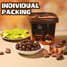 Peanut Filled Dark Chocolate Bites - Round Chocolate Candies With Crunchy Peanut Center