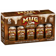 6 Pack Cans MUG Root Beer Soda Pop, 12 fl oz.