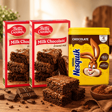 Nesquik Chocolate Flavor Powder Drink Mix + Betty Crocker Favorites Milk Chocolate Brownie
