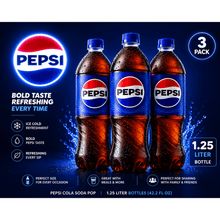 Pepsi Cola Soda Pop, 1.25 Liter Bottle (Pack of 3)