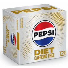 Pepsi, diet Caffeine Free Cola Soda Pop, (2 pack min l ) 12 fl oz cans, 12 Pack UNIQUE TASTE ALL DAY REFRESHMENT;;;:::::::