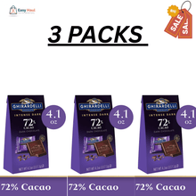 3 PACKS Intense Dark Chocolate Squares, 72% Cacao, 4.1 oz Bag