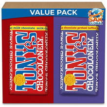 Tony's Chocolonely Chocolate Bar Combo Pack, Milk Chocolate & Dark Milk Pretzel Toffee, Rich Belgian Chocolate
