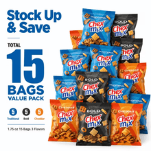 Chex Mix Variety Pack—featuring individually wrapped portions in multiple flavors—is the perfect choice to add some fun to any party. This snack mix includes Corn Chex, Wheat Chex, breadsticks, pretzels, rye chips