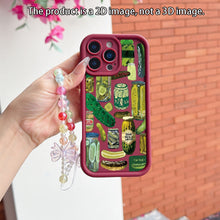 Phone Case - The Product Is a 2D Image Not a 3D Image Convenient Short Lanyard Phone Case, Wine Red Artistic Pickled Mustard Theme, Easy And Convenient TPU Anti-Drop Protective Case for Apple Phone Case