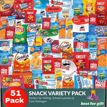 51 Pack Snack Variety Pack Gift Box - Individually Wrapped Biscuits, Chips, Crackers & Candy Assortment, Mega Care Package for School Lunch, Office Breakroom, College Students & Family Party Snacks Mix