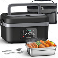 Portable Lunch Box with Digital Display, 8000mAh Rechargeable Heated Lunch Box with Stainless Steel Liner & Thermal Insulation, Usable As Phone Power Bank, 33.81oz Lunch Bag, Food Warmer for Camping, Car, Work, School, Men & Women