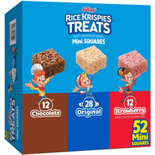 Breakfast Cereal, 52 Bars, 20.1oz, Rice Krispies Treats Mini Crispy Marshmallow Squares, Kids Snacks, 3-Flavor Variety Pack