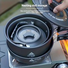 Compact Portable Outdoor Camping Cookware Set with Kettle, Frying Pan, Pot & Tableware Suitable for Hiking, Backpacking, Picnic - Stackable Lightweight Cook Stove for, Burners, for Use Gifts (No Fuel/Ellector)