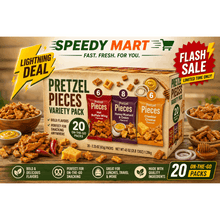 Pretzel Pieces Variety Pack, Crunchy Bite-Sized Pretzel Snacks with Assorted Bold Flavors for Parties, Lunches, Office Snacks, Road Trips & Everyday Snacking, 2.25 oz. Bags, 20 Pack